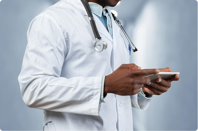 Doctor with phone